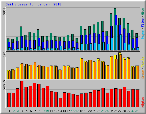 Daily usage for January 2010