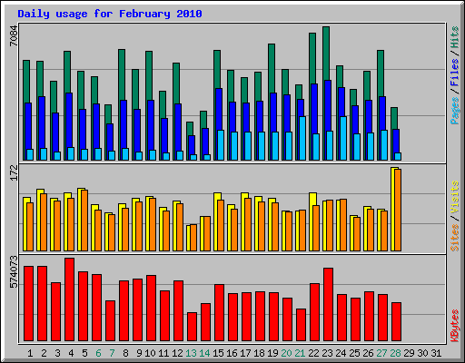 Daily usage for February 2010