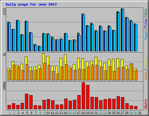Daily usage for June 2013