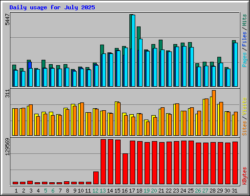 Daily usage for July 2025
