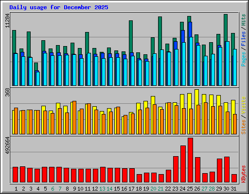 Daily usage for December 2025